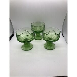 Set Of 3 Tiffin Franciscan Emerald Green Dessert Glasses Goblets 1960's***READ**